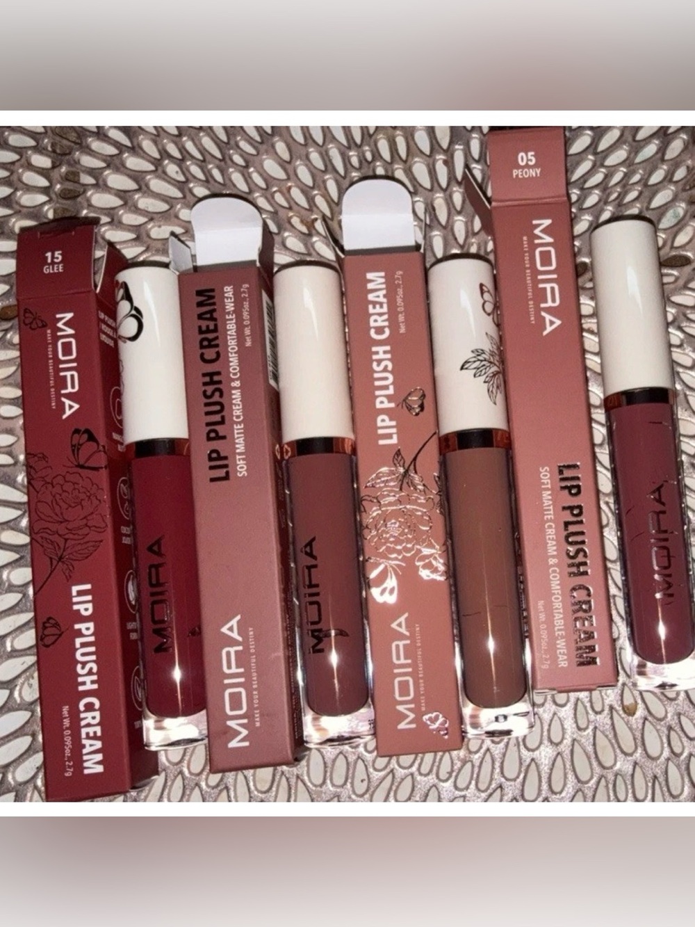 Moi Lip Plush Cream Liquid Lipstick - Peony 05 & Rosewood Shades pack of 4